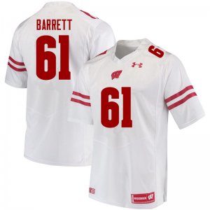 Men's Wisconsin Badgers NCAA #61 Dylan Barrett White Authentic Under Armour Stitched College Football Jersey JJ31Y36HM